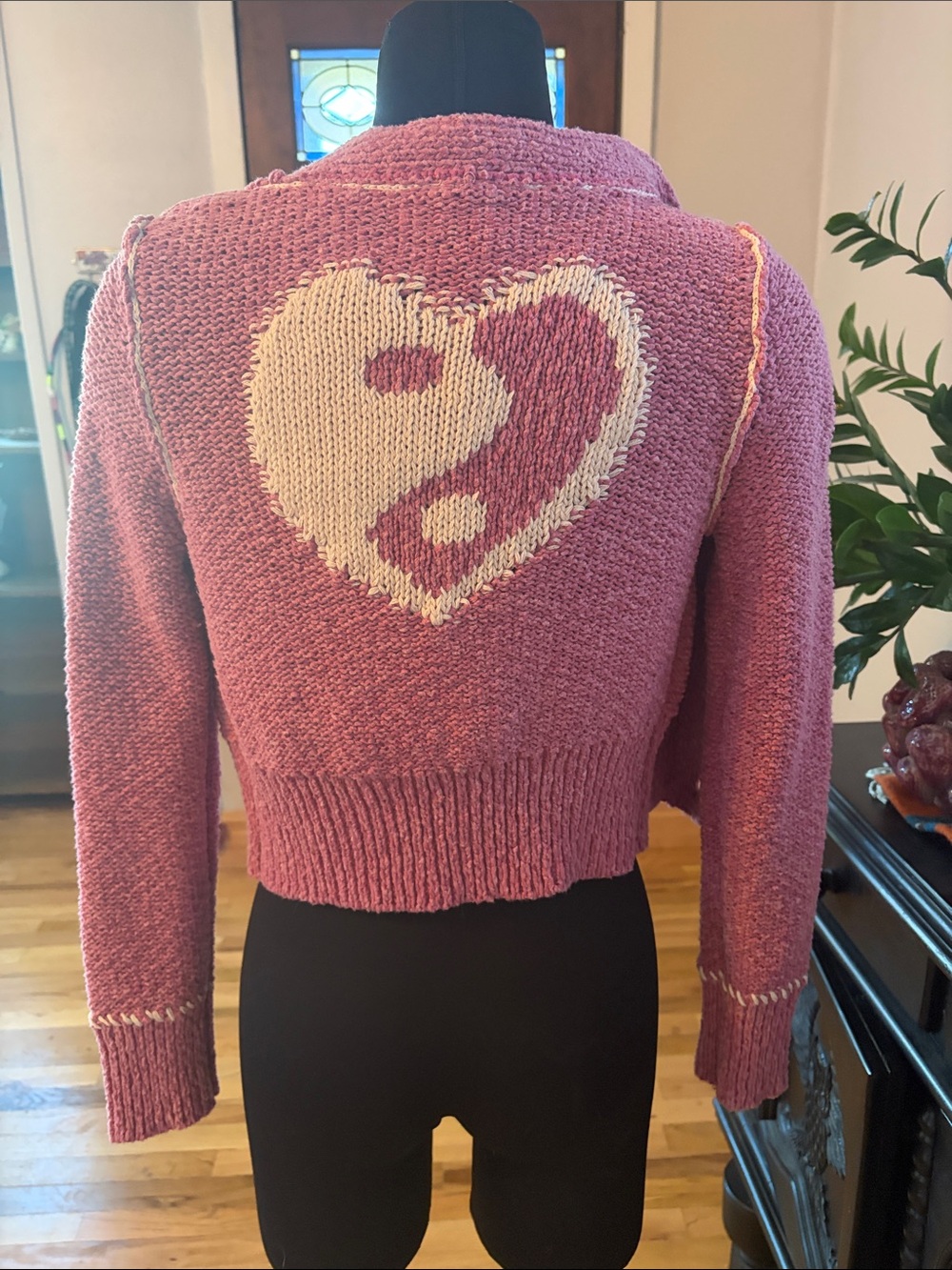 Pilcro Cropped Rose Pink Button-Front Cardigan